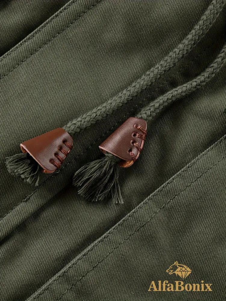 Men’S Fleece-Lined Hooded Windbreaker Jacket - Casual Warm Winter Coat with Multiple Pockets Zip-Up Design and