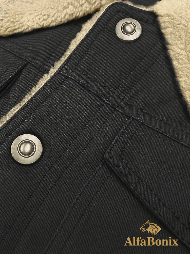 Men’S Cozy Fleece-Lined Green Jacket - Street Style Long Sleeve Button-Up with Chest Pockets Ideal for Casual Outdoor