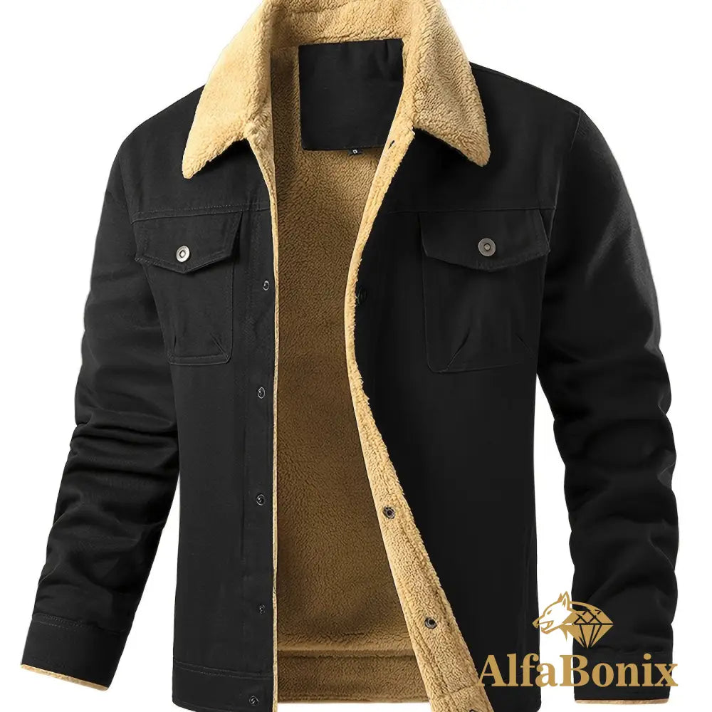 Men’S Cozy Fleece-Lined Green Jacket - Street Style Long Sleeve Button-Up with Chest Pockets Ideal for Casual Outdoor