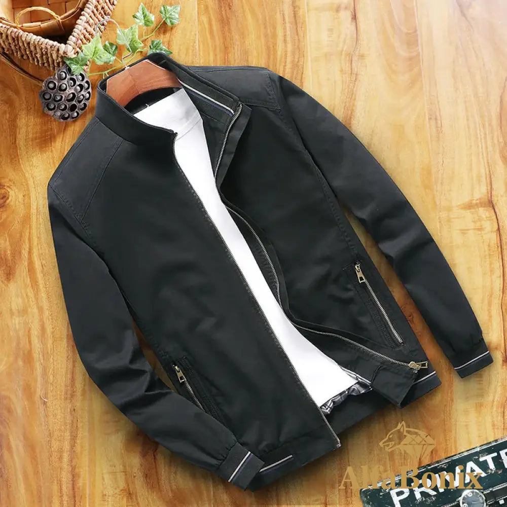 Spring And Autumn Men’s Bomber Jacket Casual Outerwear Windbreaker Stand Collar Workwear L-6Xl