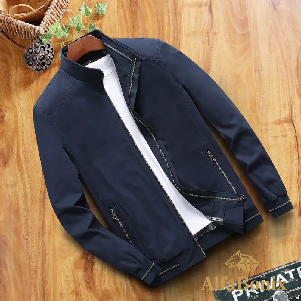 Spring And Autumn Men’s Bomber Jacket Casual Outerwear Windbreaker Stand Collar Workwear L-6Xl