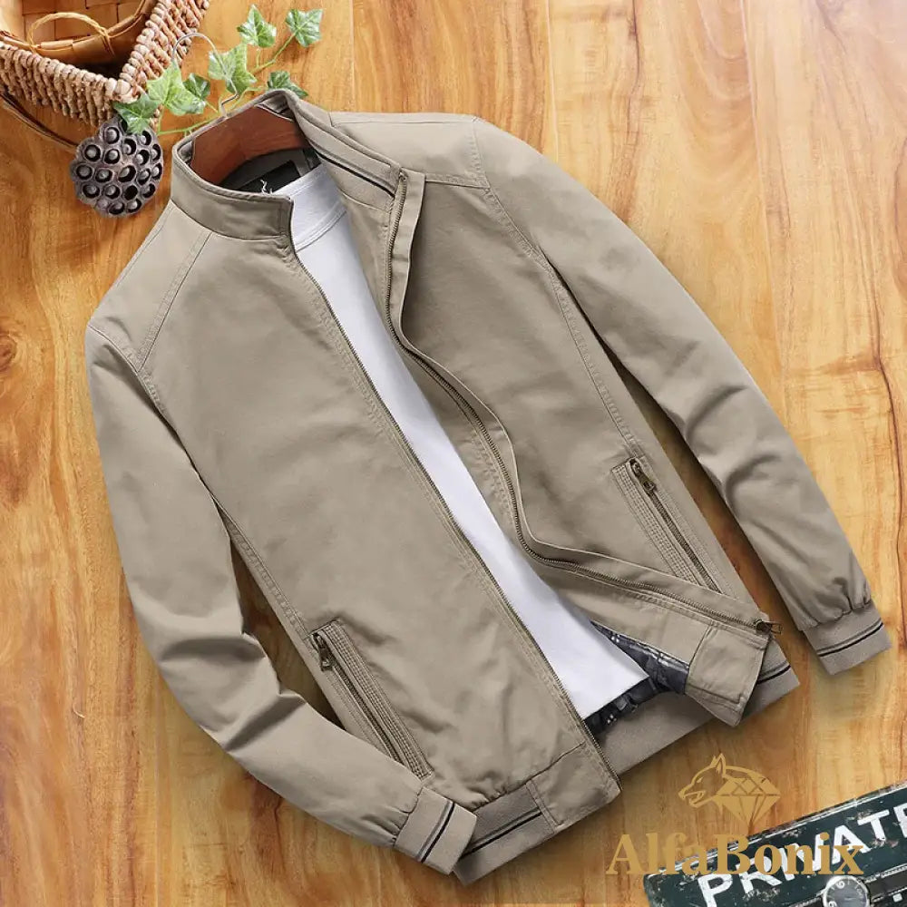 Spring And Autumn Men’s Bomber Jacket Casual Outerwear Windbreaker Stand Collar Workwear L-6Xl