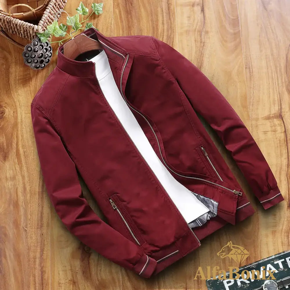 Spring And Autumn Men’s Bomber Jacket Casual Outerwear Windbreaker Stand Collar Workwear L-6Xl