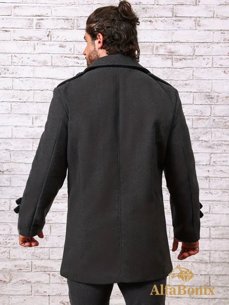 Men’s Plus Size Fleece-Lined Coat - Casual Double-Breasted Windproof Jacket for Fall/Winter Warm & Stylish PLUS SIZE