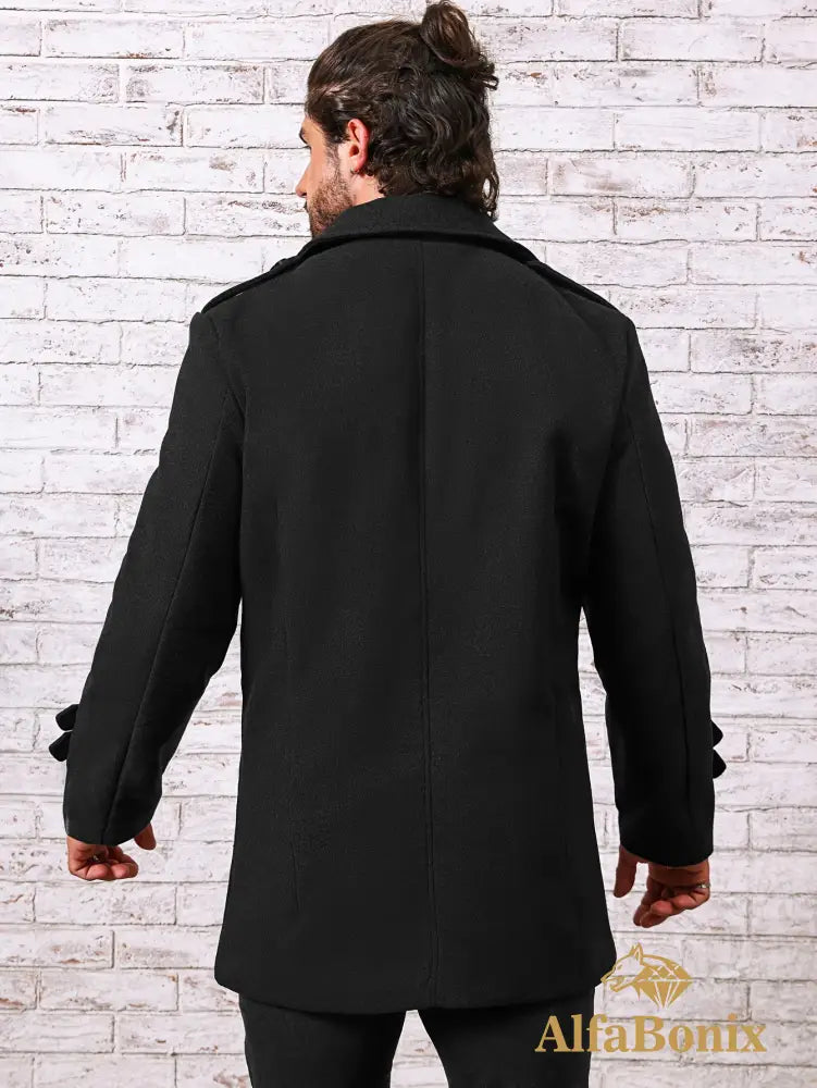 Men’s Plus Size Fleece-Lined Coat - Casual Double-Breasted Windproof Jacket for Fall/Winter Warm & Stylish PLUS SIZE