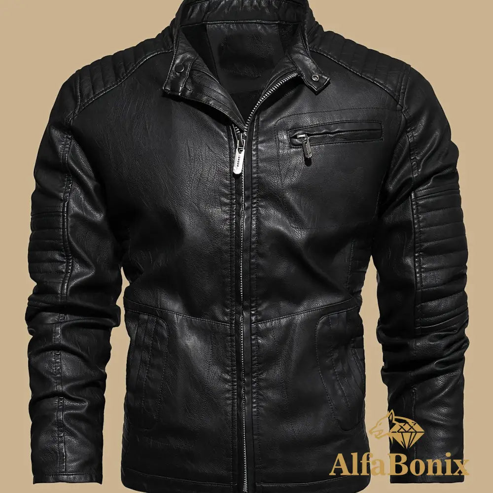 Men’s Vintage Motorcycle PU Leather Jacket Autumn and Winter Retro PU Leather Riding Windproof Outerwear Washed PU