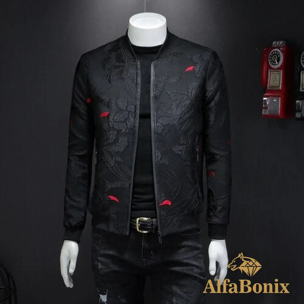 Jaqueta Masculina Bonix Business Bomber Preto Vermelho / Pp