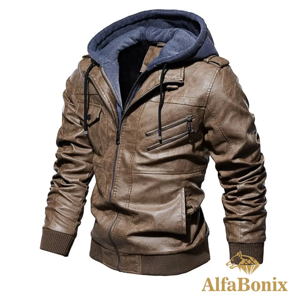 Jaqueta Masculina Couro Bonix Dever Bege / Pp