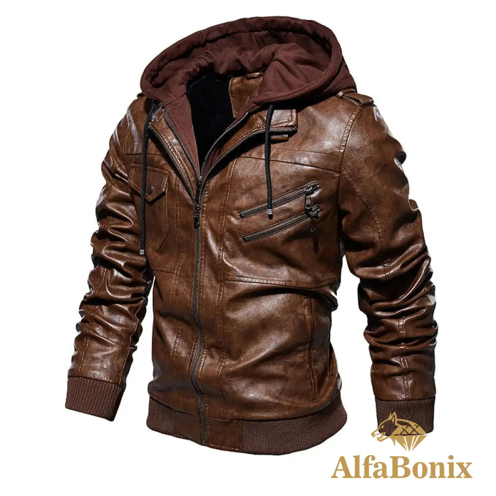 Jaqueta Masculina Couro Bonix Dever Marrom / Pp