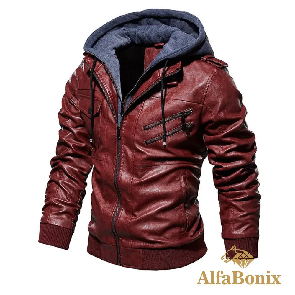 Jaqueta Masculina Couro Bonix Dever Vermelho / Pp