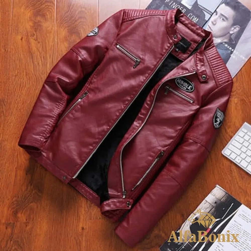 Jaqueta Masculina De Couro Bonix Dimusi Vermelho / Pp
