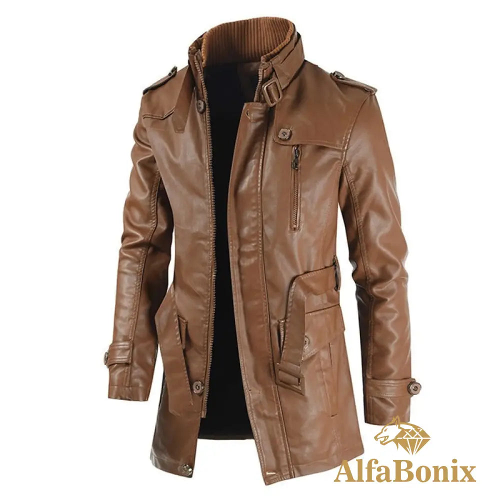 Jaqueta Sobretudo Couro Marselha Marrom / Gg Sobretudo Masculino