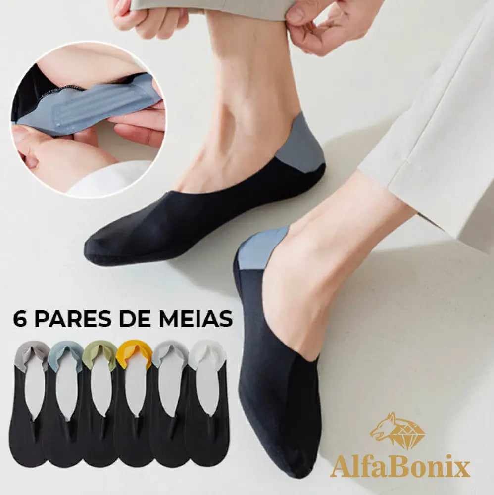 Kit 6 Pares De Meias Invisíveis Em Seda Gelo Alfa Confort Pares - 38 Ao 44 Comfort