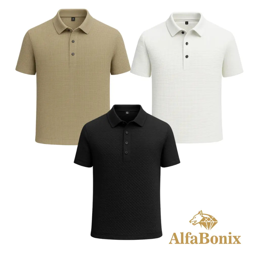 Kit Camisa Polo Alfa Gelato – Compre 1 Leve 3 [Promoção] 15 - PRETO / BEGE / BRANCO / PP Kit Camisa Polo Alfa Gelato –