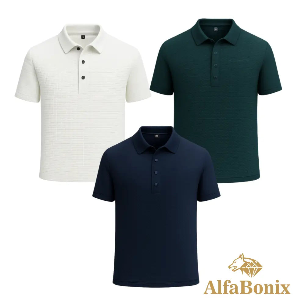 Kit Camisa Polo Alfa Gelato – Compre 1 Leve 3 [Promoção] 2 - AZUL / BRANCO / VERDE / PP Kit Camisa Polo Alfa Gelato –