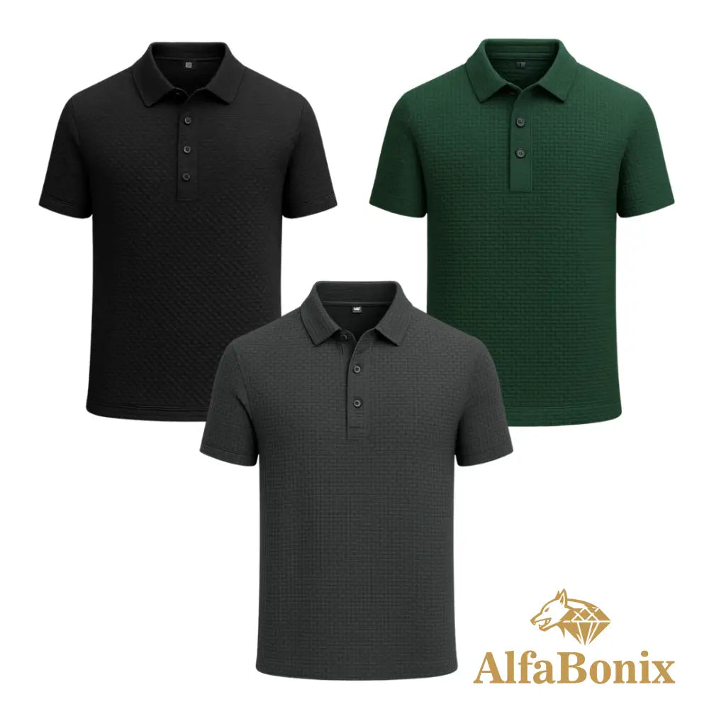 Kit Camisa Polo Alfa Gelato – Compre 1 Leve 3 [Promoção] 3 - CINZA / PRETO / VERDE / PP Kit Camisa Polo Alfa Gelato –