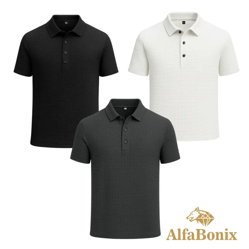 Kit Camisa Polo Alfa Gelato – Compre 1 Leve 3 [Promoção] 4 - CINZA / PRETO / BRANCO / PP Kit Camisa Polo Alfa Gelato –