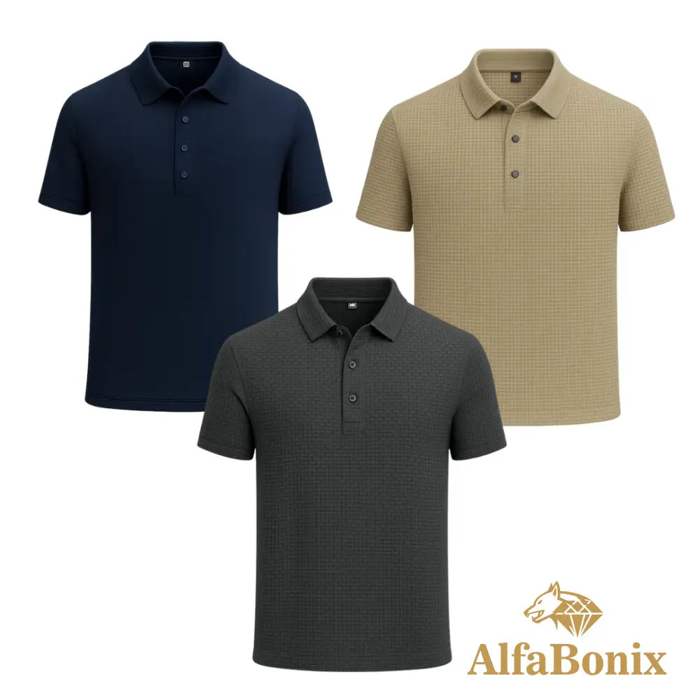 Kit Camisa Polo Alfa Gelato – Compre 1 Leve 3 [Promoção] 5 - CINZA / AZUL / BEGE / PP Kit Camisa Polo Alfa Gelato –