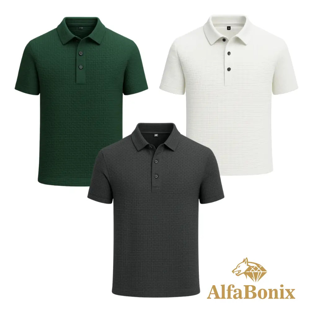 Kit Camisa Polo Alfa Gelato – Compre 1 Leve 3 [Promoção] 10 - CINZA / VERDE / BRANCO / PP Kit Camisa Polo Alfa Gelato –