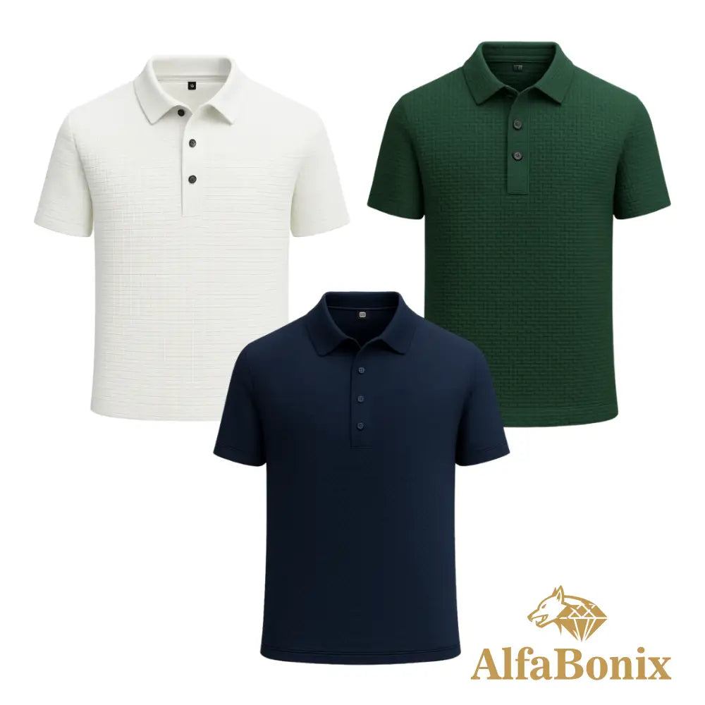 Kit Camisa Polo Alfa Gelato – Compre 1 Leve 3 [Promoção] 2 - AZUL / BRANCO / VERDE / PP Kit Camisa Polo Alfa Gelato –