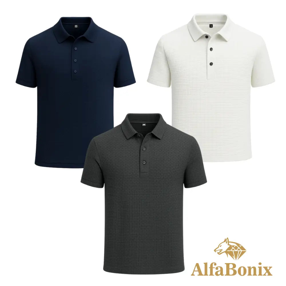 Kit Camisa Polo Alfa Gelato – Compre 1 Leve 3 [Promoção] 7 - CINZA / AZUL / BRANCO / PP Kit Camisa Polo Alfa Gelato –