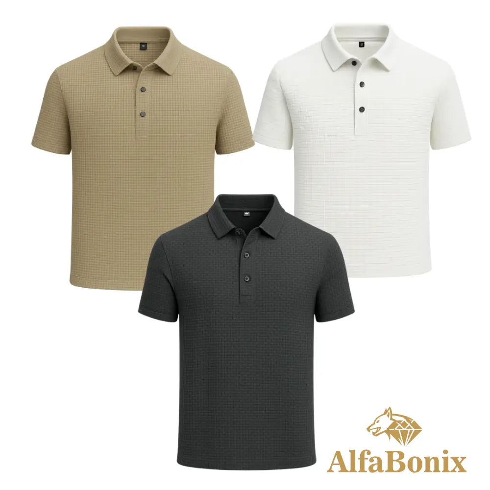 Kit Camisa Polo Alfa Gelato – Compre 1 Leve 3 [Promoção] 9 - CINZA / BEGE / BRANCO / PP Kit Camisa Polo Alfa Gelato –