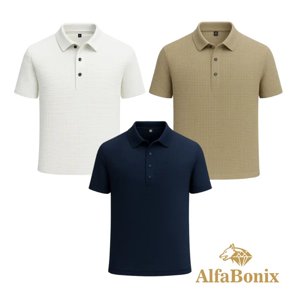 Kit Camisa Polo Alfa Gelato – Compre 1 Leve 3 [Promoção] 1 - AZUL / BRANCO / BEGE / PP Kit Camisa Polo Alfa Gelato –