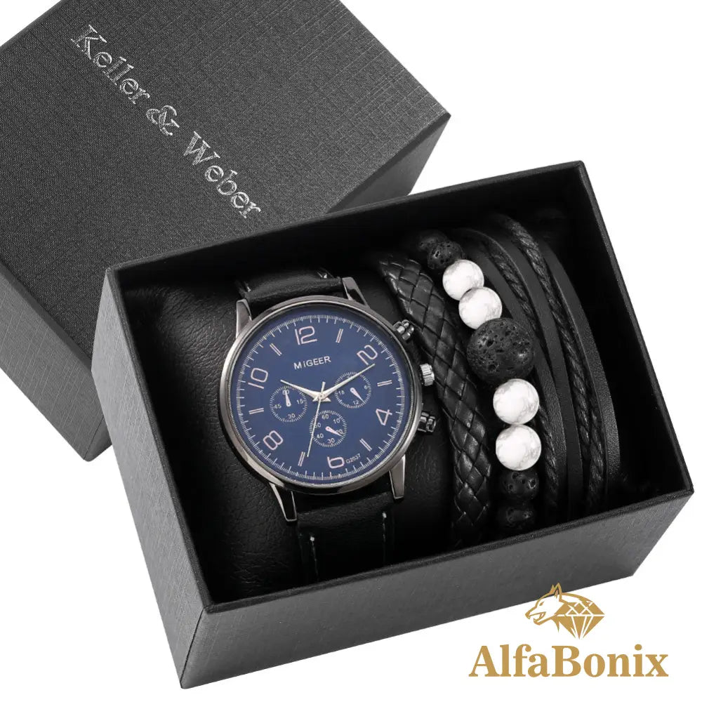 Kit Conjunto Masculino Relógio Mais Pulseiras Straper 1