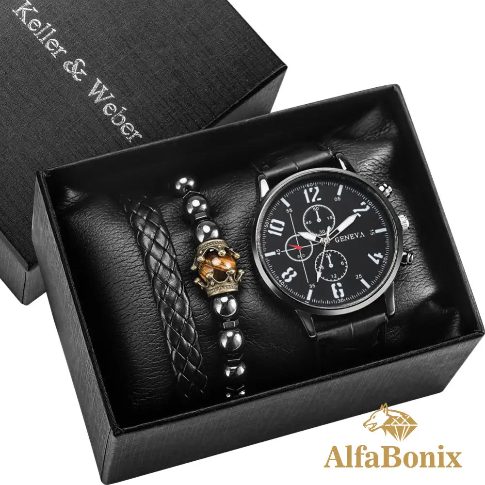 Kit Masculino Relógio Mais Pulseira Numbols Set 1