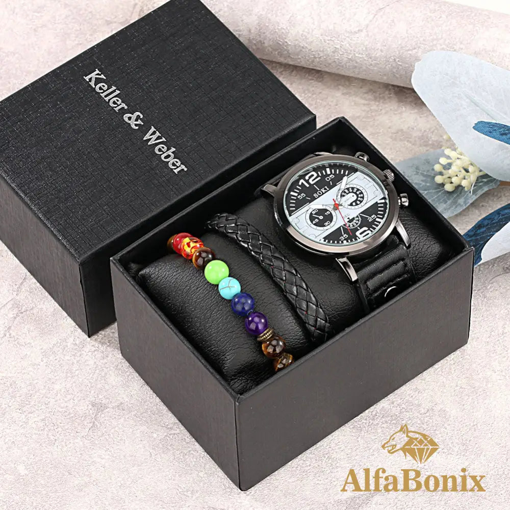 Kit Masculino Relógio Mais Pulseira Personality 3