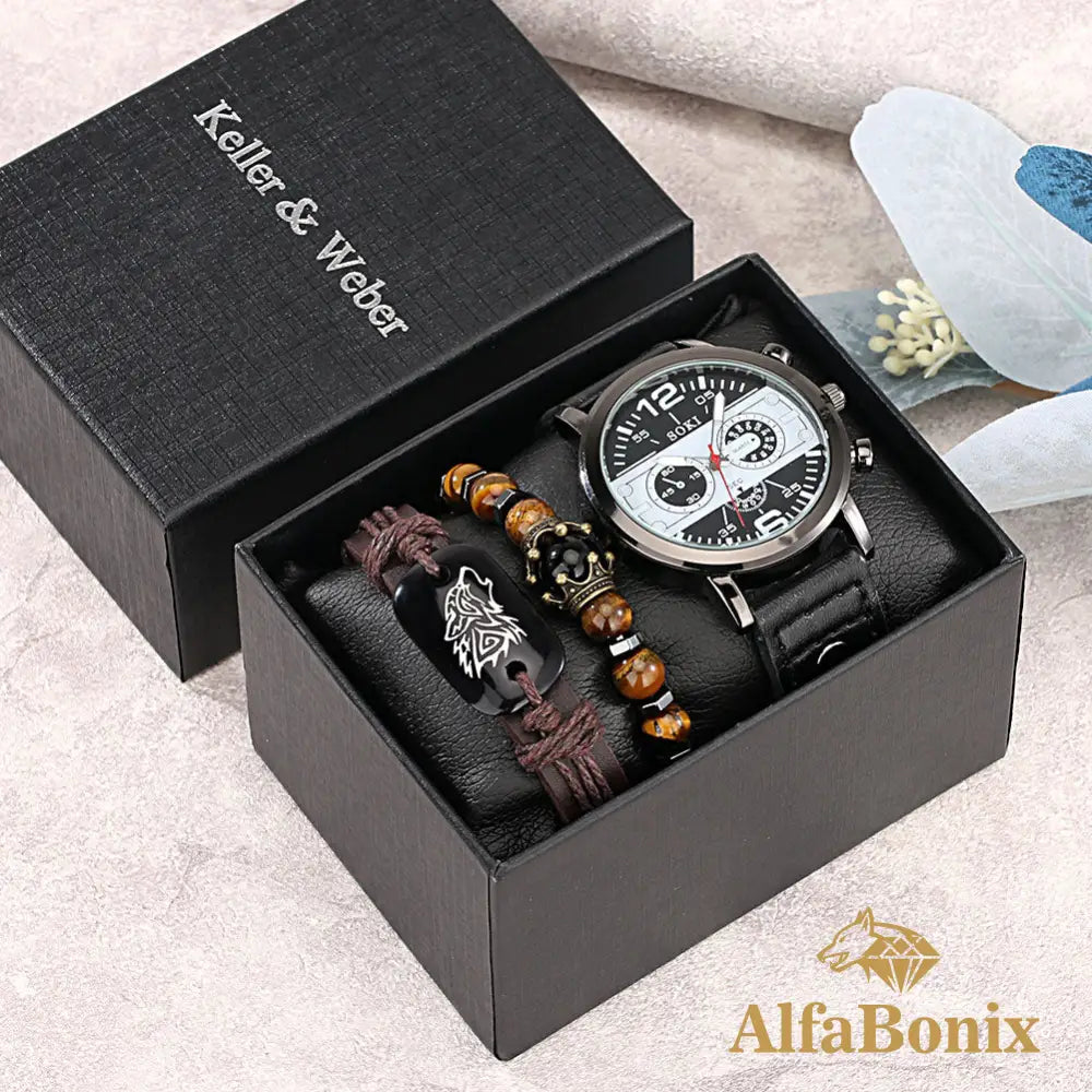 Kit Masculino Relógio Mais Pulseira Personality 5