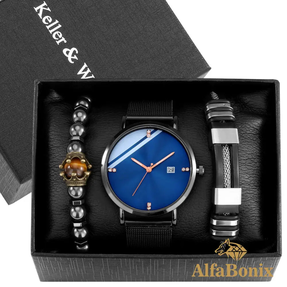 Kit Masculino Relógio Mais Pulseiras Geneva Set 1