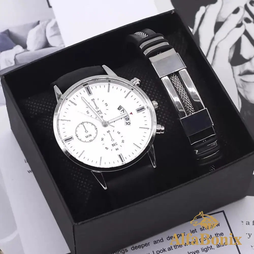 Kit Relógio Mais Pulseira Masculina Alloy 2