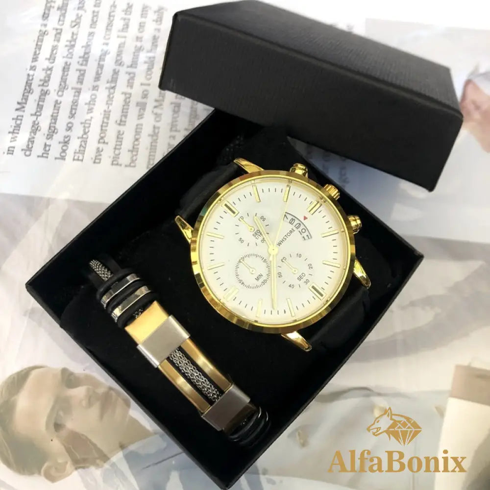Kit Relógio Mais Pulseira Masculina Alloy 4
