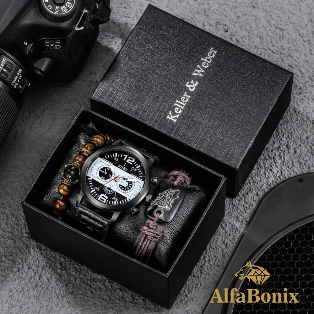Kit Relógio Mais Pulseira Masculina Hombre