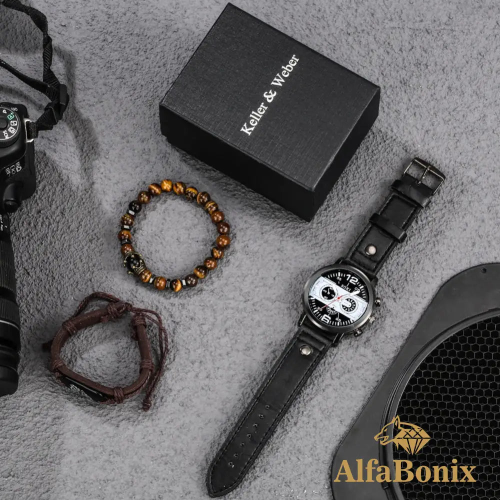 Kit Relógio Mais Pulseira Masculina Hombre