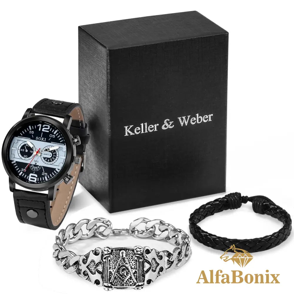 Kit Relógio Mais Pulseira Masculina Hombre