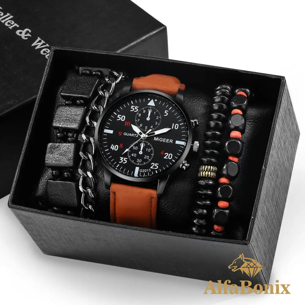 Kit Relógio Mais Pulseira Masculino Braxter
