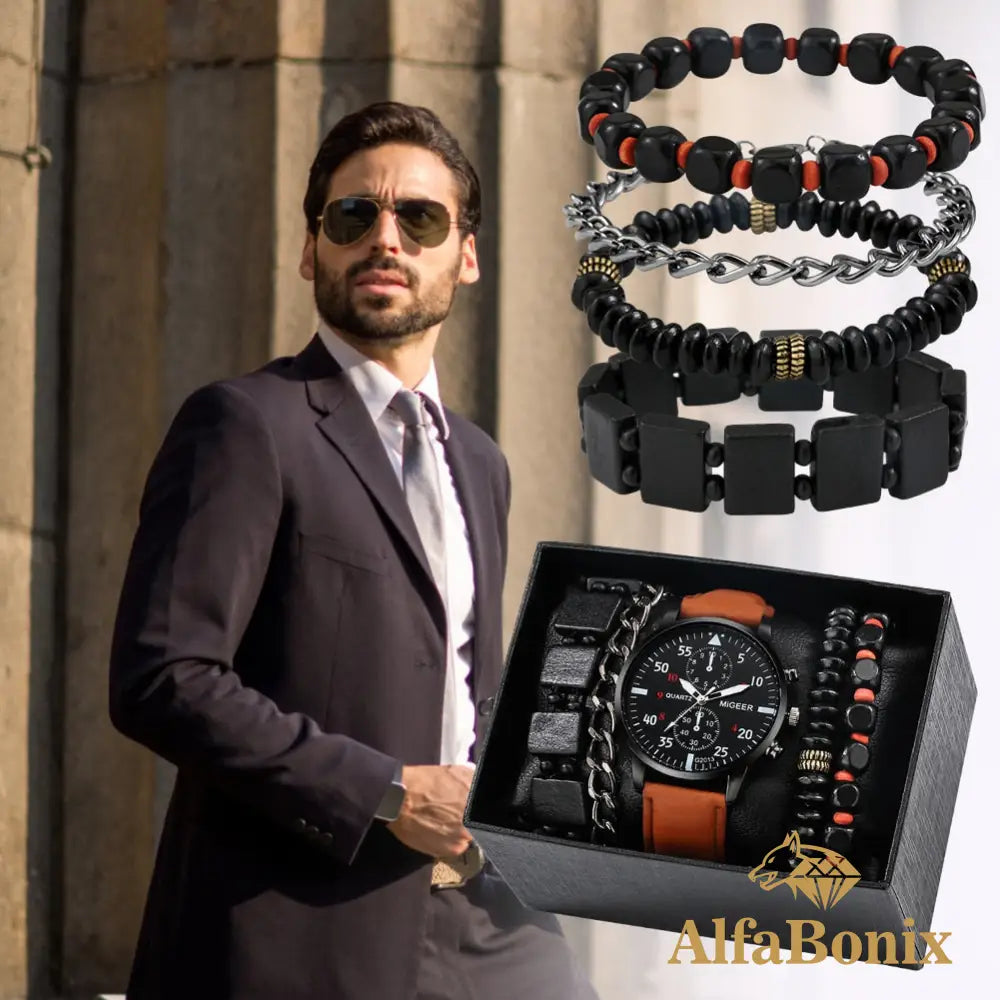 Kit Relógio Mais Pulseira Masculino Braxter