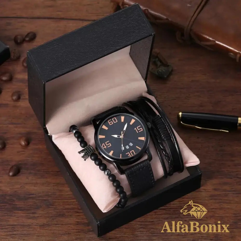 Kit Relógio Mais Pulseiras Masculinas Wolven 1