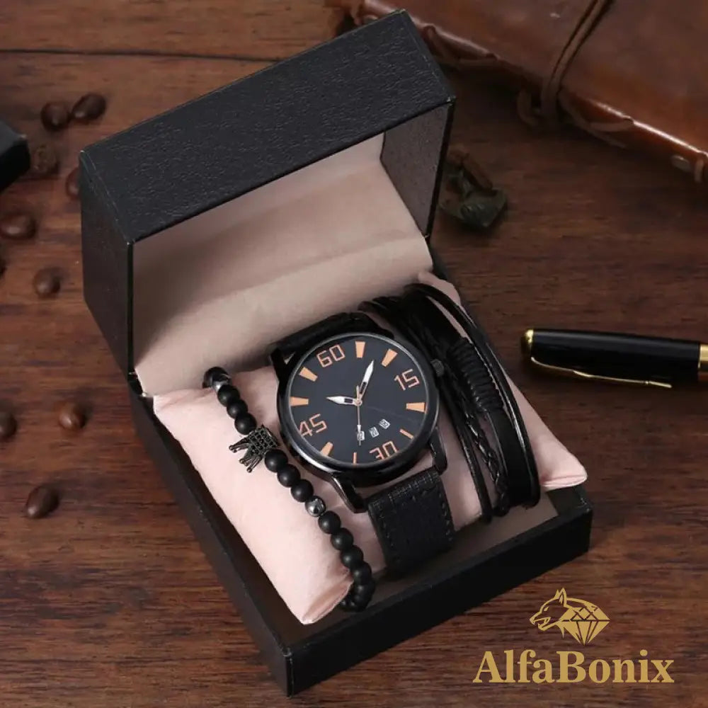 Kit Relógio Mais Pulseiras Masculinas Wolven