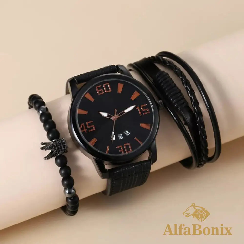 Kit Relógio Mais Pulseiras Masculinas Wolven