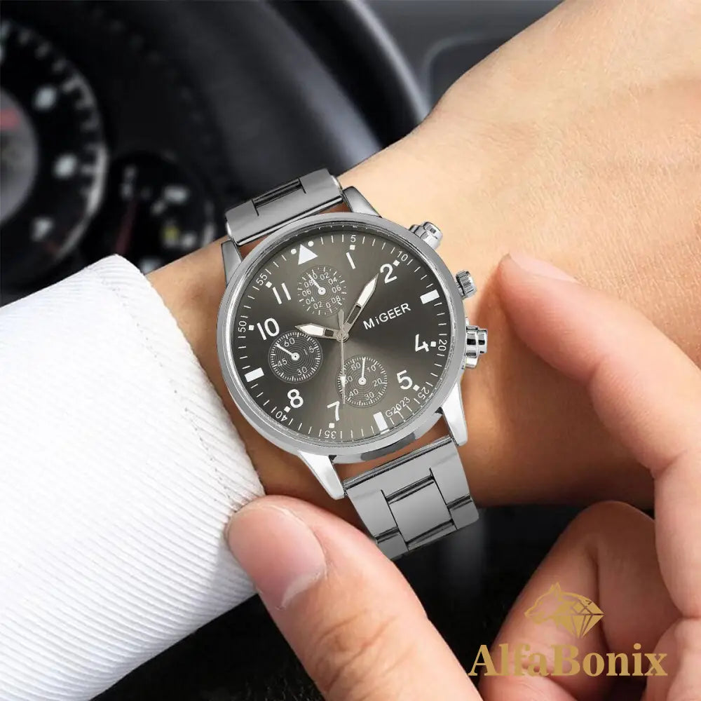 Kit Relógio Óculos E Carteira Masculina Antimagnetic