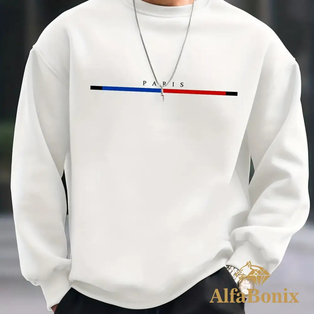 Paris Print Hoodies Tshirt Cotton For Men Casual Autumn Winter