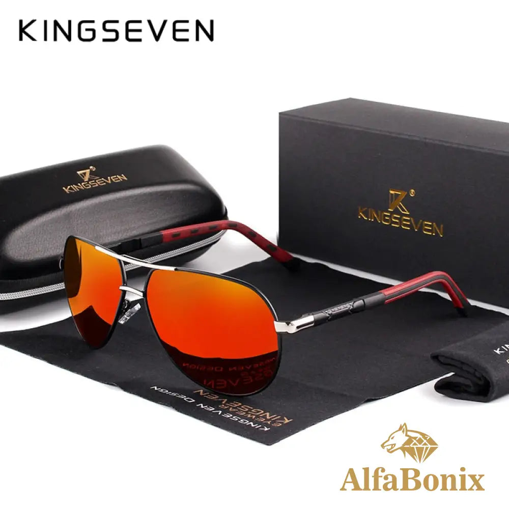 Óculos Kingseven Vintage Prateado / Vermelho