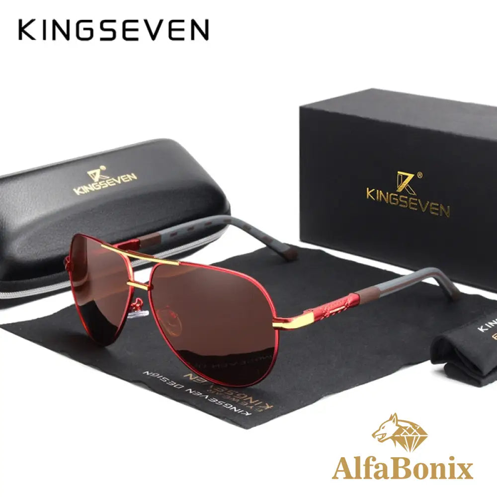 Óculos Kingseven Vintage Vermelho / Marrom