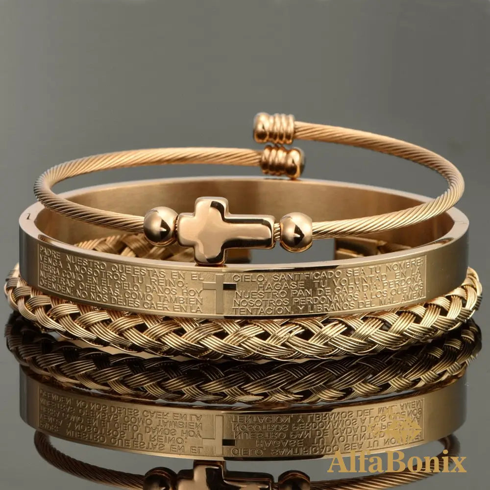 Pulseira Constantine 3 Peças Dourado