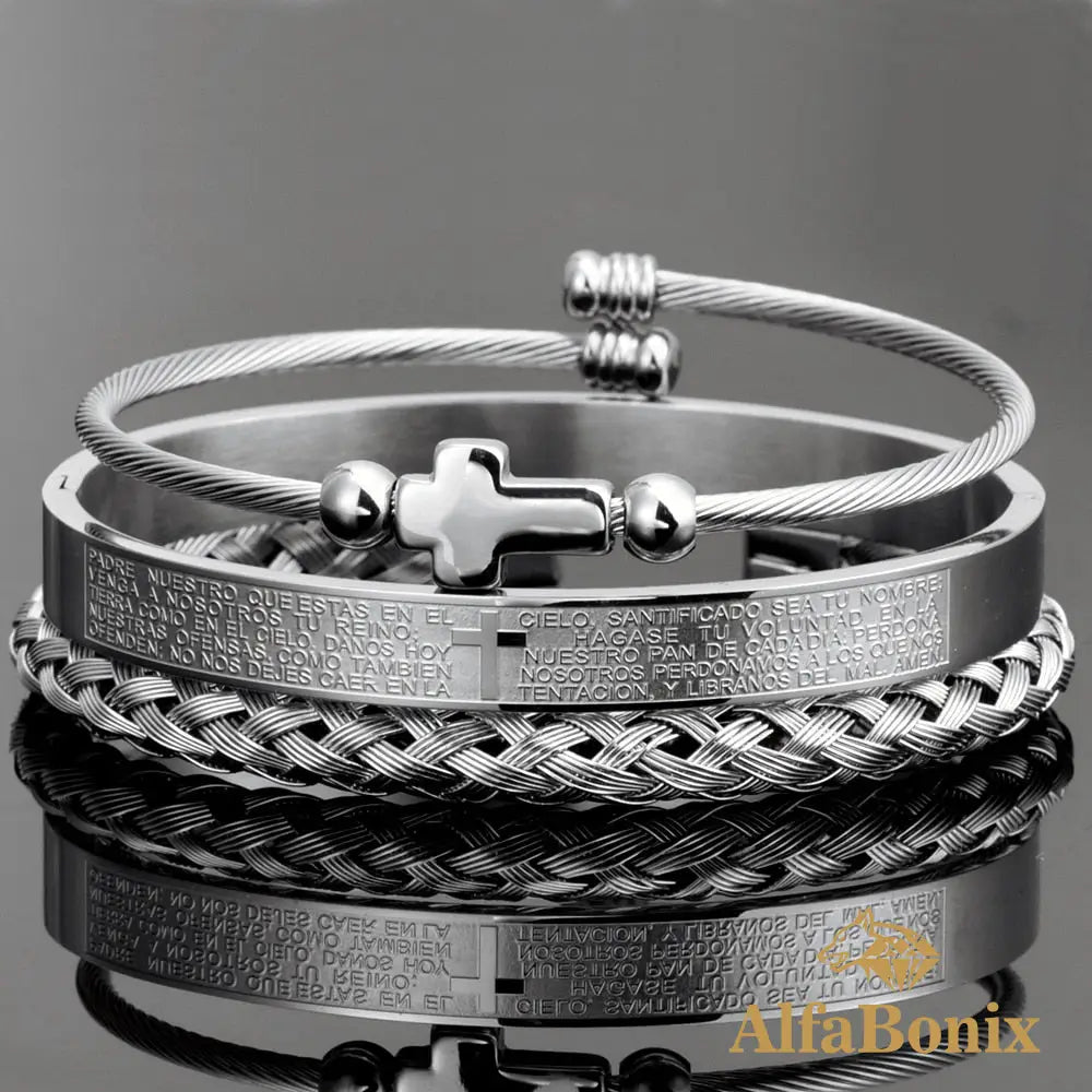Pulseira Constantine 3 Peças Prateado 2