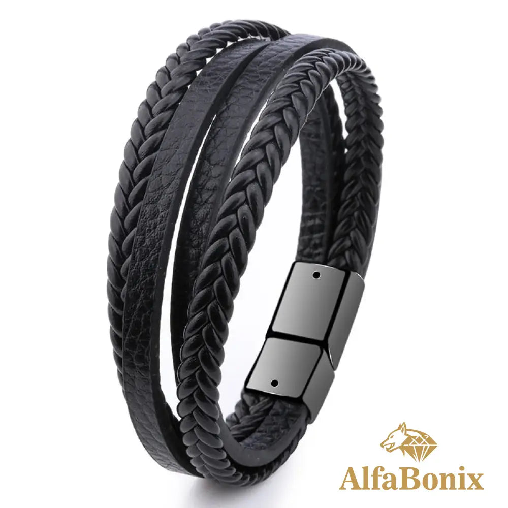 Pulseira Geometric Em Couro