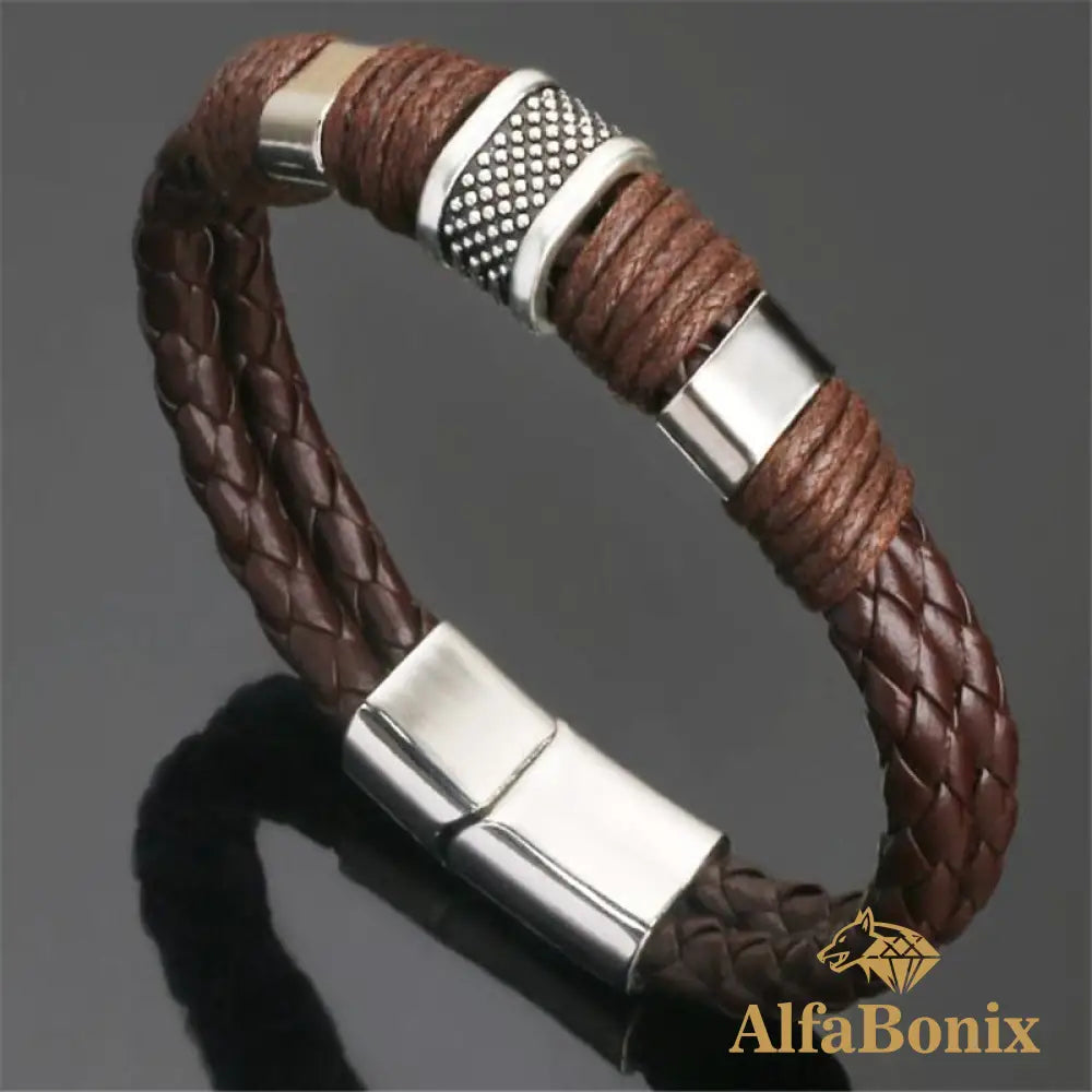 Pulseira Geometric Em Couro